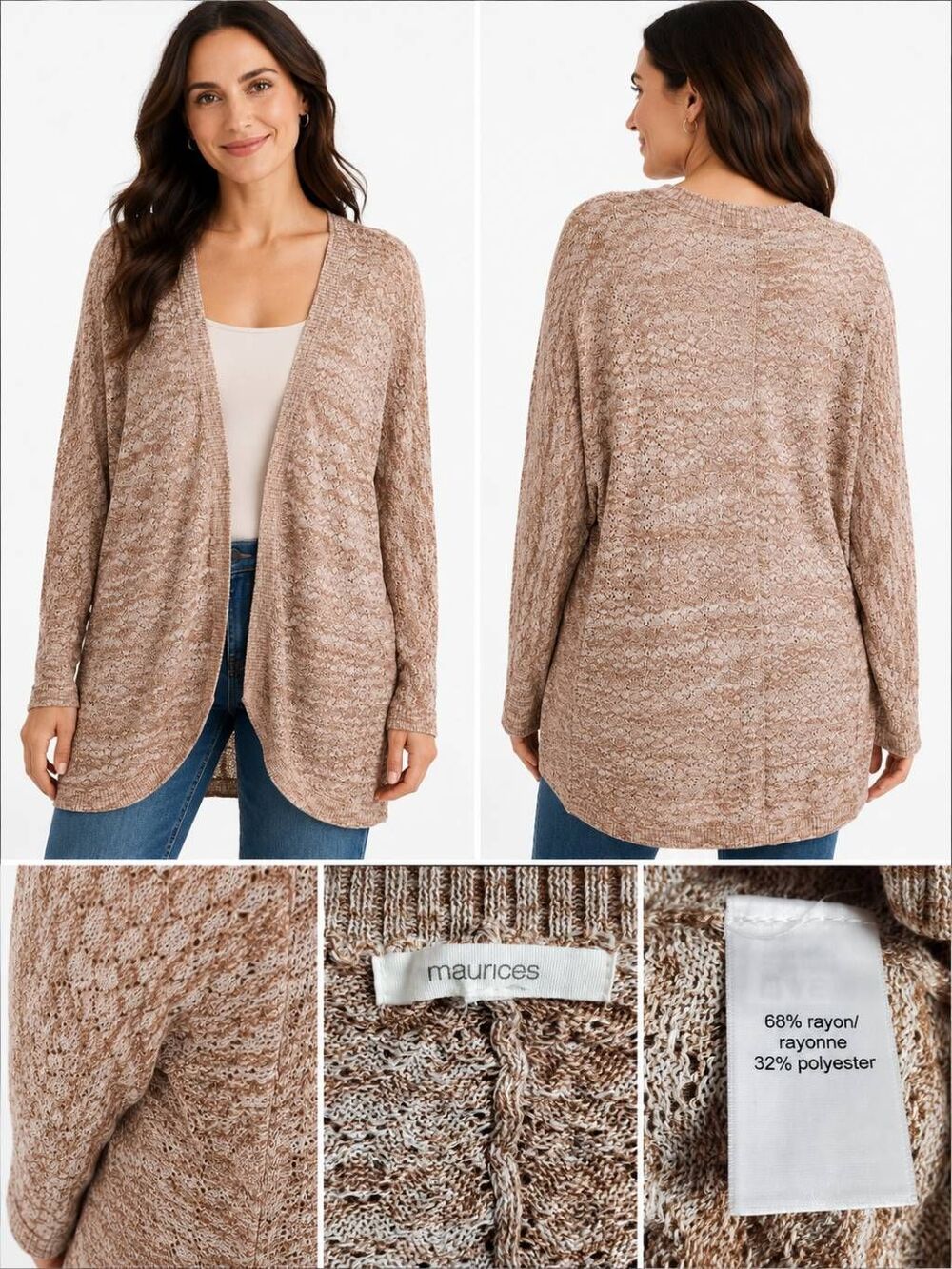 Maurices Open Front Marled Knit Long Cardigan Sweater